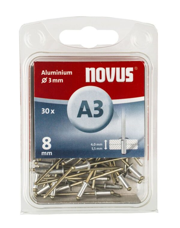 Novus Blindnieten Typ A3/8 Aluminium, 30 Stück