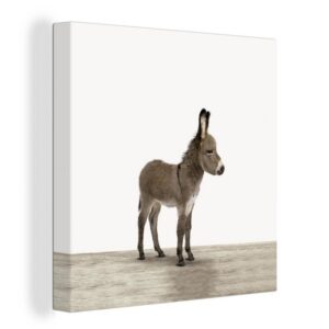OneMillionCanvasses® Leinwandbild Esel - Tiere - Kinder - Niedlich - Mädchen - Jungen, (1 St), Leinwand Bilder für Wohnzimmer Schlafzimmer