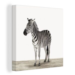 OneMillionCanvasses® Leinwandbild Zebra - Mädchen - Tiere - Kinder - Jungen, (1 St), Leinwand Bilder für Wohnzimmer Schlafzimmer
