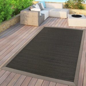 Outdoorteppich Flachgewebter In- & Outdoor Teppich Einfarbig Uni Natürlicher Look Anthrazit, TT Home, rechteckig, Höhe: 8 mm