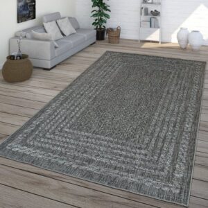 Outdoorteppich In- & Outdoor-Teppich, Flachgewebe Mit Skandi-Design Und Sisal-Optik In Grau, TT Home, rechteckig, Höhe: 8 mm