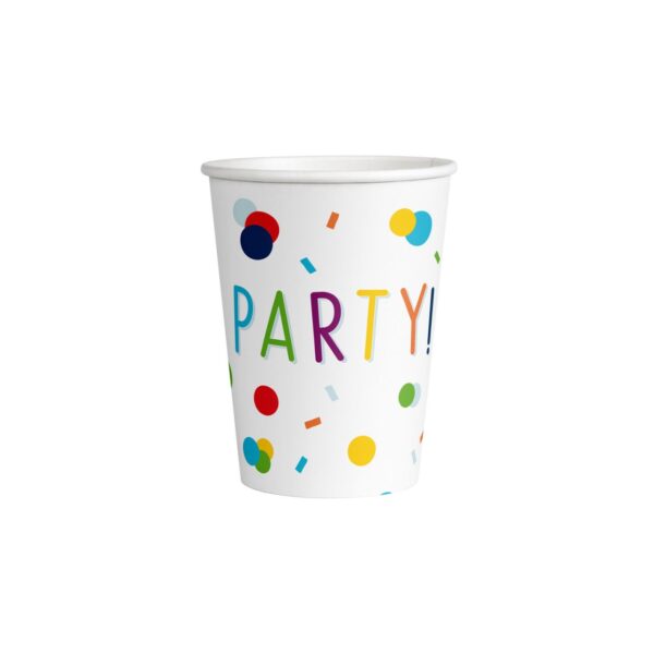 Pappbecher Confetti Birthday , 8 Stück 250 ml