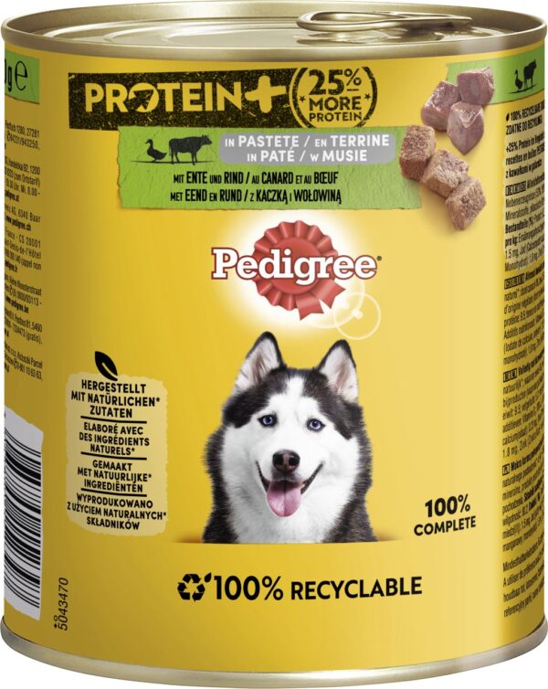 Pedigree Adult Protein+ in Pastete mit Ente & Rind Hundefutter 800g