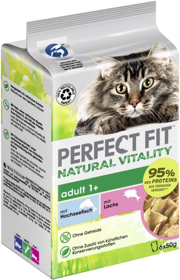 Perfect Fit Natural Vitality 1+ Hochseefisch & Lachs Katzenfutter 6 x 50g