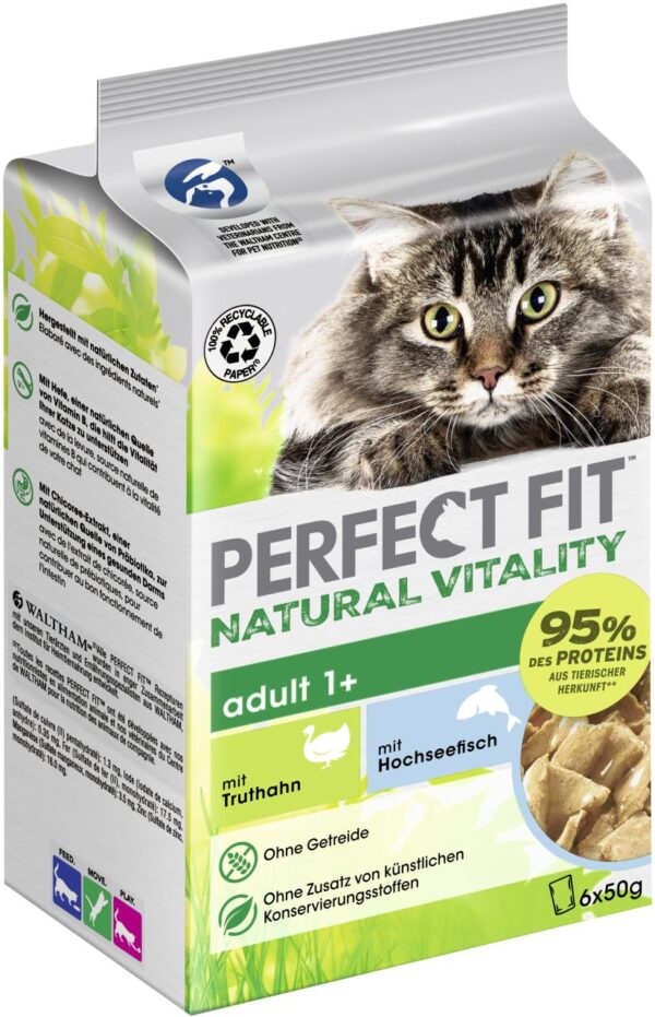 Perfect Fit Natural Vitality 1+ Truthahn & Hochseefisch Katzenfutter 6 x 50g