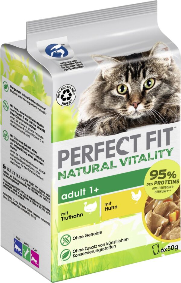 Perfect Fit Natural Vitality 1+ Truthahn & Huhn Katzenfutter 6 x 50g