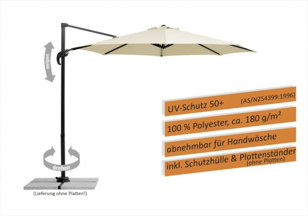 Schneider Sonnenschirm Rhodos Junior natur, Ø 300 cm