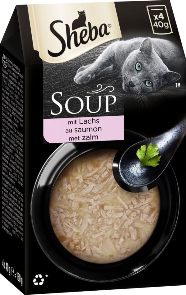 Sheba Soup mit Lachs Katzenfutter 4 x 40g