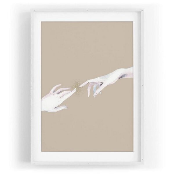 Sinus Art Wandbild Pastelltöne weiße Hände Berührung Feminin Dekorativ Kunstvoll