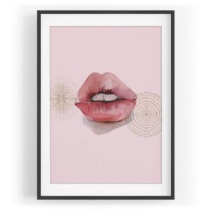 Sinus Art Wandbild Rote Lippen Feminin Wasserfarben Rosa Dekorativ Kunstvoll