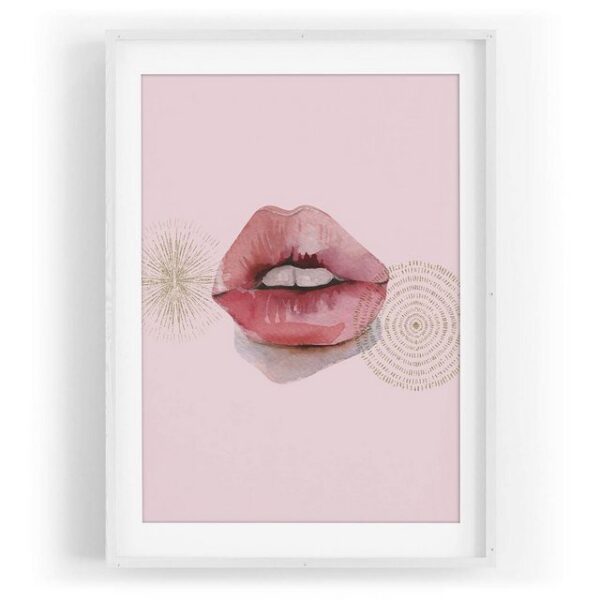 Sinus Art Wandbild Rote Lippen Feminin Wasserfarben Rosa Dekorativ Kunstvoll