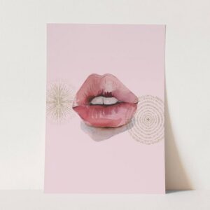 Sinus Art Wandbild Rote Lippen Feminin Wasserfarben Rosa Dekorativ Kunstvoll