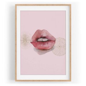 Sinus Art Wandbild Rote Lippen Feminin Wasserfarben Rosa Dekorativ Kunstvoll