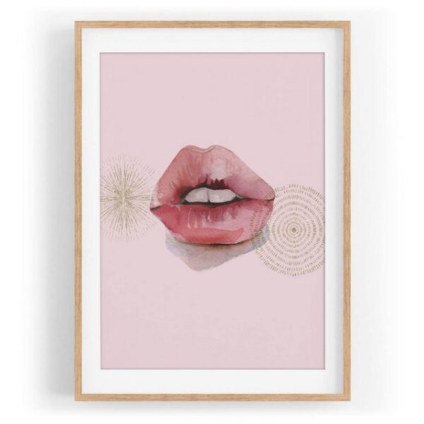 Sinus Art Wandbild Rote Lippen Feminin Wasserfarben Rosa Dekorativ Kunstvoll