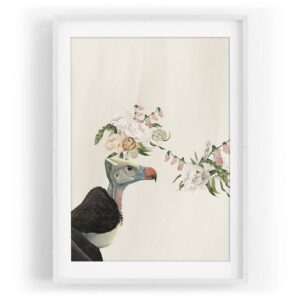 Sinus Art Wandbild Vogel Motiv Geier Vintage Blumen Blüten einzigartiges Design