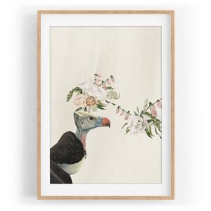Sinus Art Wandbild Vogel Motiv Geier Vintage Blumen Blüten einzigartiges Design