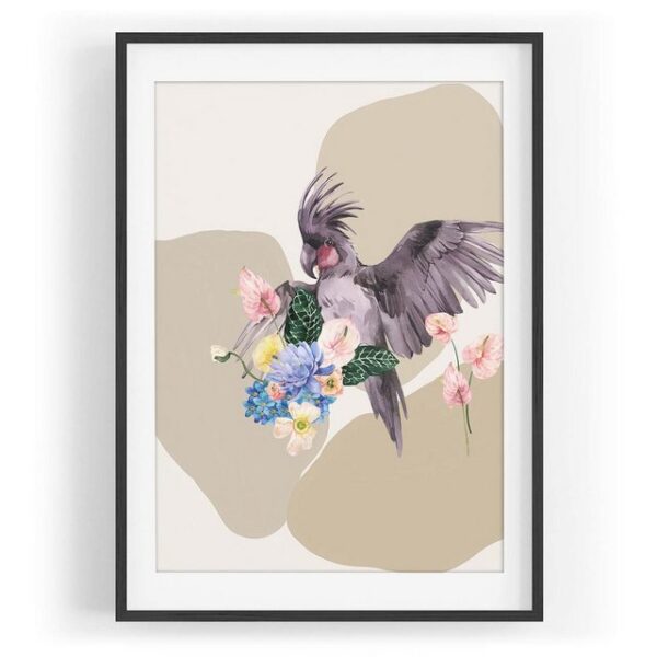 Sinus Art Wandbild Vogel Motiv Kakadus Blumen Blüten Exotisch Kunstvoll Vintage