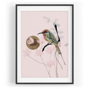 Sinus Art Wandbild Vogel Motiv Kolibri Fuchskolibri exklusives Design Gold Vintage