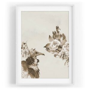 Sinus Art Wandbild Vogel Motiv Vintage Geier Blumen Blüten exklusives Design