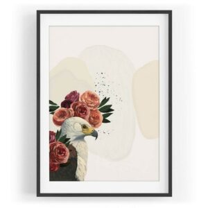 Sinus Art Wandbild Vogel Motiv Weißkopfseeadler Blumen Blüten Vintage Kunstvoll