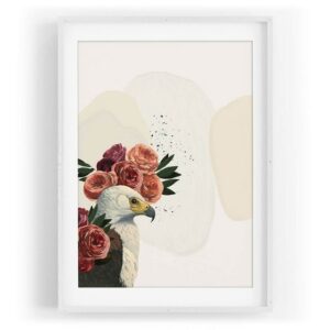 Sinus Art Wandbild Vogel Motiv Weißkopfseeadler Blumen Blüten Vintage Kunstvoll