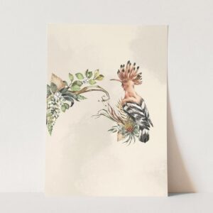 Sinus Art Wandbild Vogel Motiv Wiedehopf exotische Pflanzen Pastelltöne Vintage