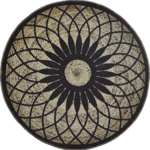 Teppich Pinto natur-schwarz, 100 cm Ø rund