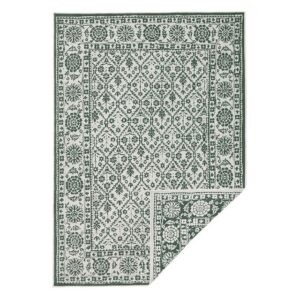 Teppich Teppich Curacao NORTHRUGS, rechteckig, grün/creme, Höhe 5 mm, In/- Outdoor geeignet, Bordüre, Ornamente, Wohnzimmer, Balkon, Terrasse, Flur, robust, pflegeleicht, Flachgewebe, NORTHRUGS, rechteckig, Höhe: 5 mm