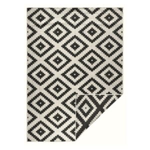 Teppich Teppich Malta, NORTHRUGS, rechteckig, schwarz/creme Höhe 5 mm, In/- Outdoor geeignet, Rauten Design, Wohnzimmer, Balkon, Terrasse, Flur, Diele, Robust, Pflegeleicht, Flachgewebe, NORTHRUGS, rechteckig, Höhe: 5 mm