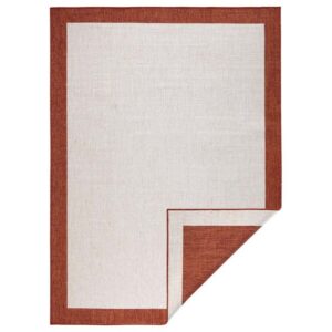 Teppich Teppich Panama, NORTHRUGS, rechteckig, creme/terracotta, Höhe 5 mm, In/- Outdoor geeignet, Bordüre, Wohnzimmer, Balkon, Terrasse, Flur, robust, pflegeleicht, Flachgewebe, NORTHRUGS, rechteckig, Höhe: 5 mm