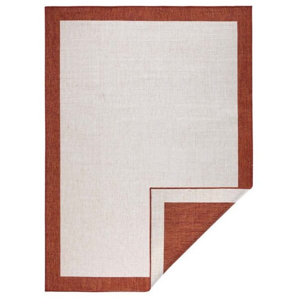 Teppich Teppich Panama, NORTHRUGS, rechteckig, creme/terracotta, Höhe 5 mm, In/- Outdoor geeignet, Bordüre, Wohnzimmer, Balkon, Terrasse, Flur, robust, pflegeleicht, Flachgewebe, NORTHRUGS, rechteckig, Höhe: 5 mm