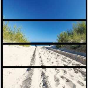 Wallario Möbelfolie Auf dem Sandweg zum Strand - Blauer Himmel über dem Meer