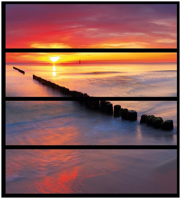 Wallario Möbelfolie Farbenspiel im Himmel - Sonnenuntergang am Strand