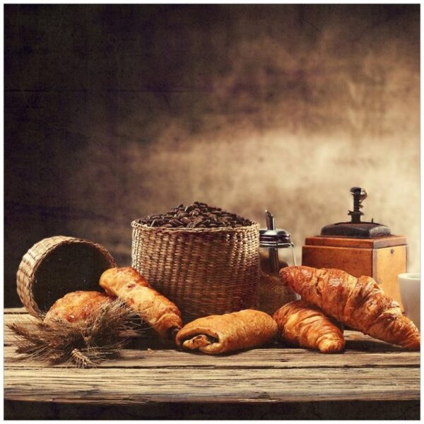 Wallario Möbelfolie Französisches Frühstück mit Café und Croissants