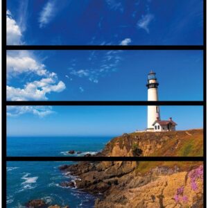 Wallario Möbelfolie Leuchtturm auf einem Felsvorsprung - Blauer Himmel