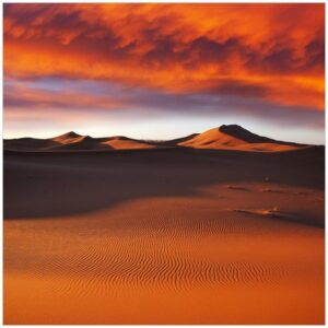 Wallario Möbelfolie Sahara Wüste II - Sanddünen im Sonnenuntergang