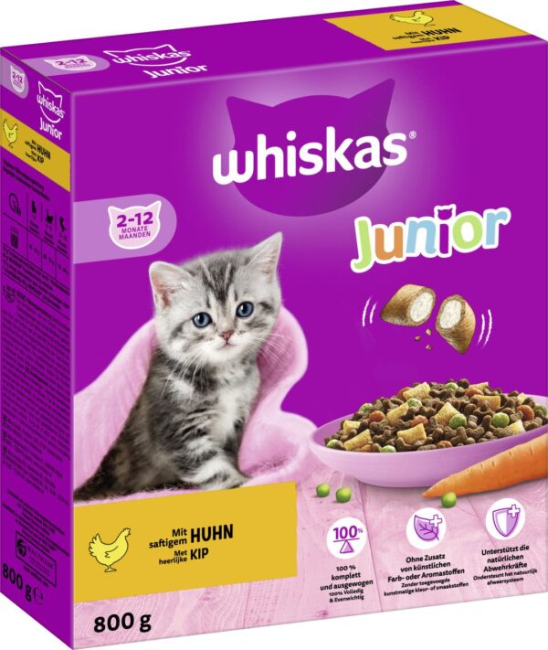 Whiskas Trockenfutter Junior 2-12 Monate mit Huhn 800 g