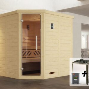 weka Premium Massivholz-Elementsauna Kemi Eck Gr. 2 Sparset 7,5 kW OS