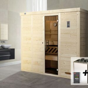 weka Premium Massivholz-Elementsauna Kemi Gr. 5 Sparset 7,5 kW OS