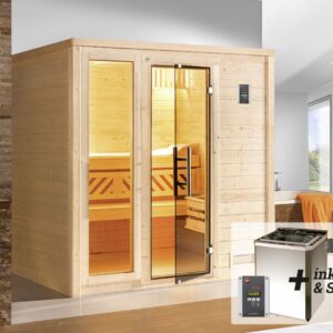 weka Premium Massivholz-Sauna Bergen Gr. 1 Sparset 7,5 kW BioS