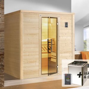 weka Premium Massivholz-Sauna Bergen Gr. 1 Sparset 7,5 kw BioS