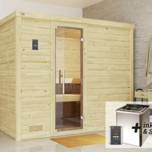 weka Premium Massivholz-Sauna Bergen Gr. 3 Sparset 7,5 kw BioS