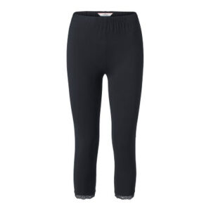 3/4-Leggings mit Spitzenborte, schwarz