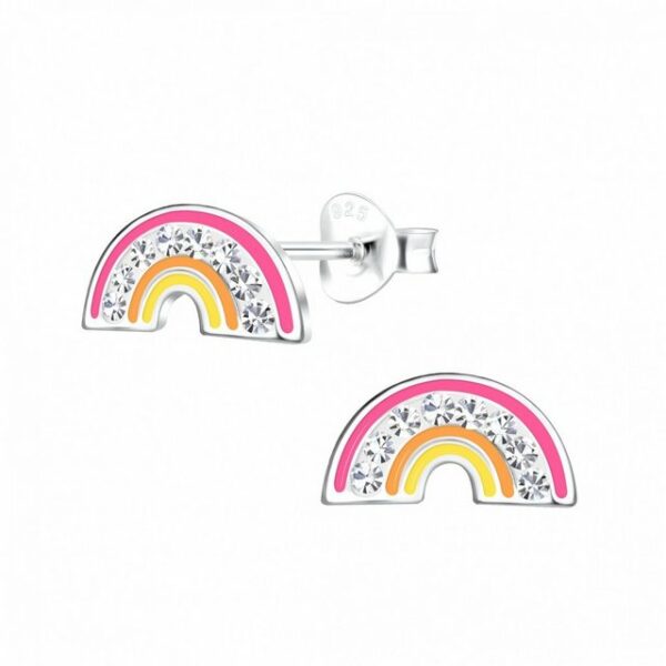 ALEXANDER YORK Paar Ohrstecker REGENBOGEN pink Kristall weiß, 2-tlg. (Ohrstecker)