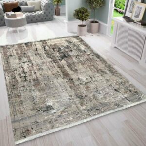 Designteppich Designer Wohnzimmer Teppich abstrakte Musterung modern Grau/Grau, Carpetilla, Rechteckig, Höhe: 12 mm, Wohnzimmer, Kinderzimmer, Esszimer, Kurzflor