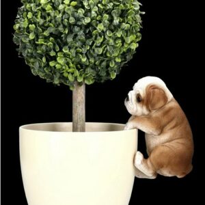 Figuren Shop GmbH Tierfigur Bulldogge Welpen Figur als Blumentopf-Hänger - Hunde Dekofigur