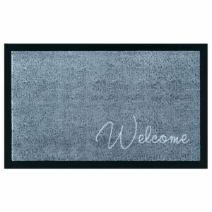 Fußmatte Fußmatte Welcome, graublau, 45x75 cm, Teppich Boss, rechteckig, Höhe 6 mm, In/- Outdoor geeignet, Schriftzug, Robust, Pflegeleicht, Kurzflor, Teppich Boss, rechteckig, Höhe: 5 mm