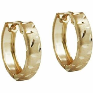 Gallay Paar Creolen Ohrring 11x3mm Klappscharnier mattiert diamantiert 9Kt GOLD