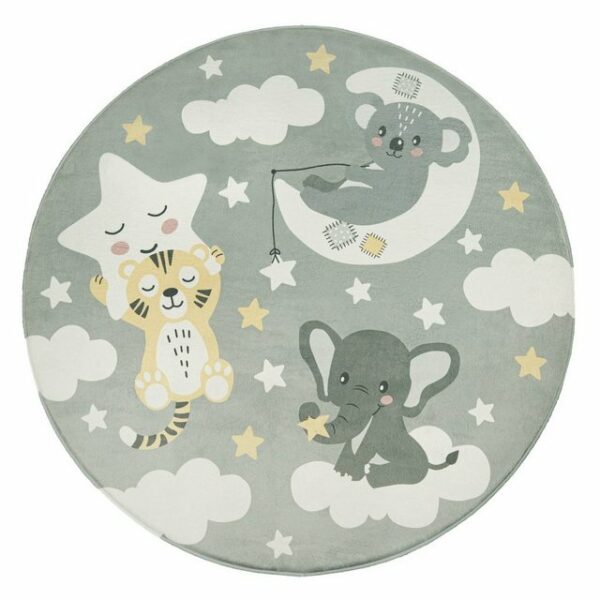 Kinderteppich Teppich Kinderzimmer Kinderteppich Babymatte Koala Elefant, TT Home, rund, Höhe: 8 mm