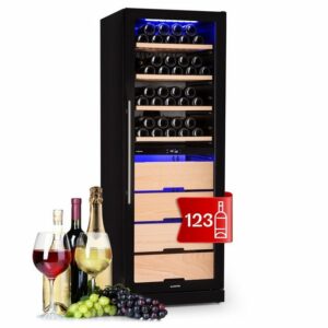 Klarstein Weinkühlschrank HEA21 -Barossa-123D, für 123 Standardflaschen á 0,75l,2 Zonen Wein Flaschenkühlschrank Weintemperierschrank Weinschrank